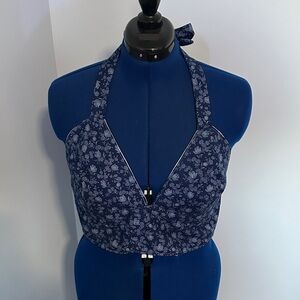 Handmade Blue Floral Halter Top